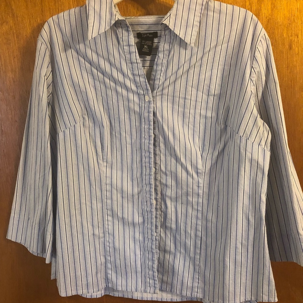 Taylor Marcs Striped Fitted Blouse-XL